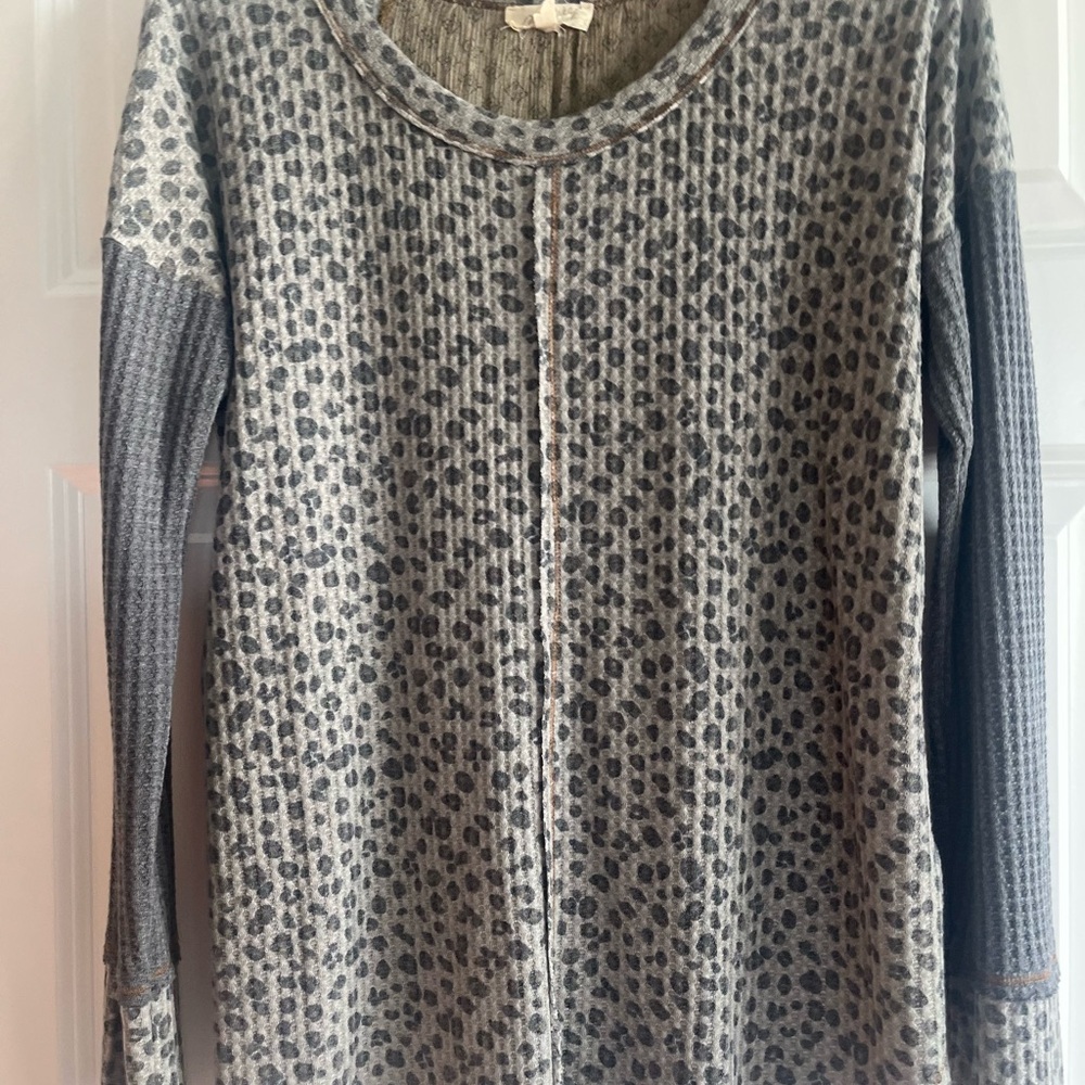 Mystree Gray Animal Print Top